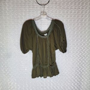 Pinky Women's Olive Green Rayon Blouse Size M